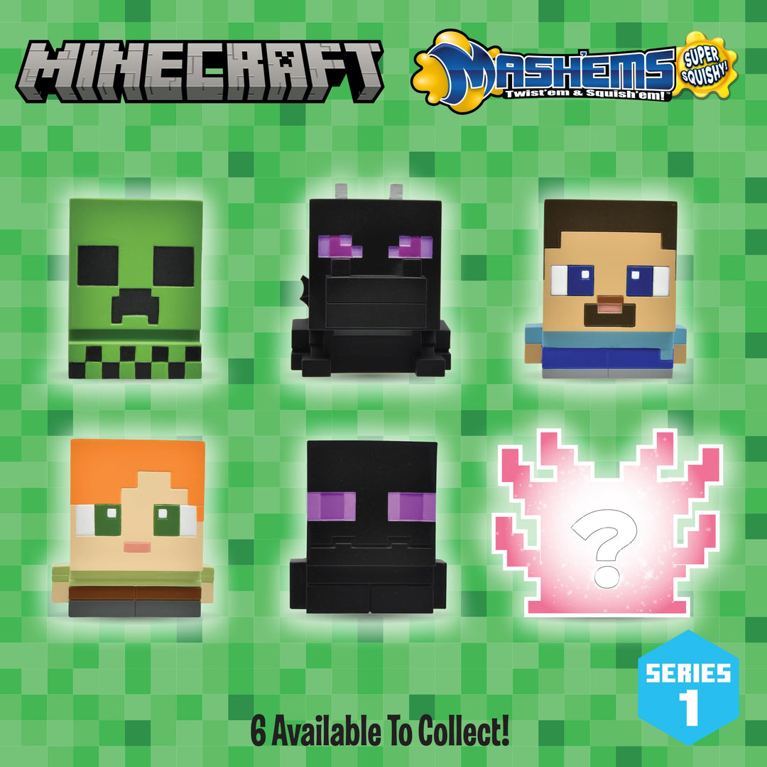 Mash'ems Minecraft Collectible Squishy Characters - Twist, Squish & Launch Fun for Kids