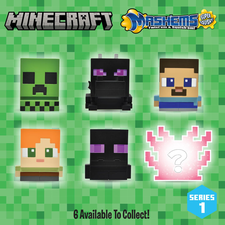 Mash'ems Minecraft Collectible Squishy Characters - Twist, Squish & Launch Fun for Kids