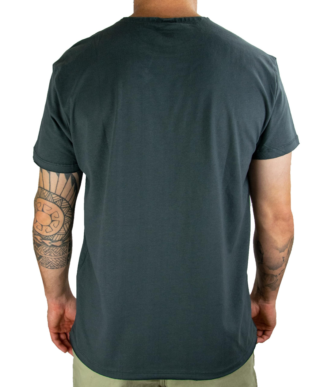 Plain Round Collar T-Shirt - Grey (Small)