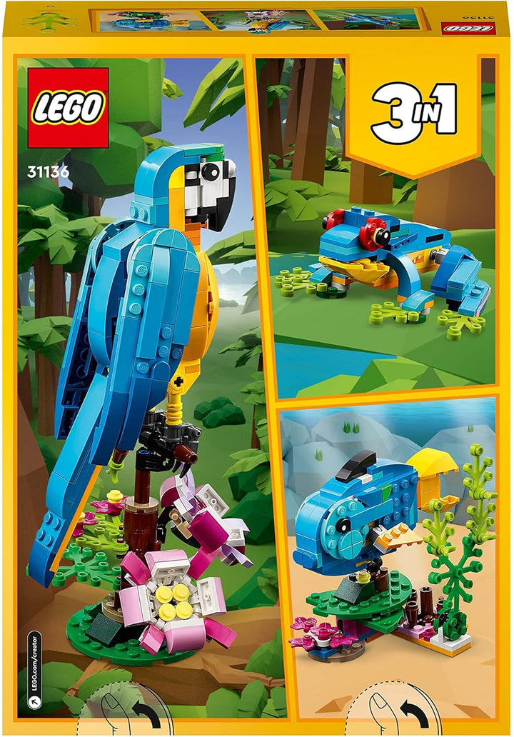 LEGO Creator 3 in 1 Exotic Parrot, Frog, and Fish Building Set - Ages 7+