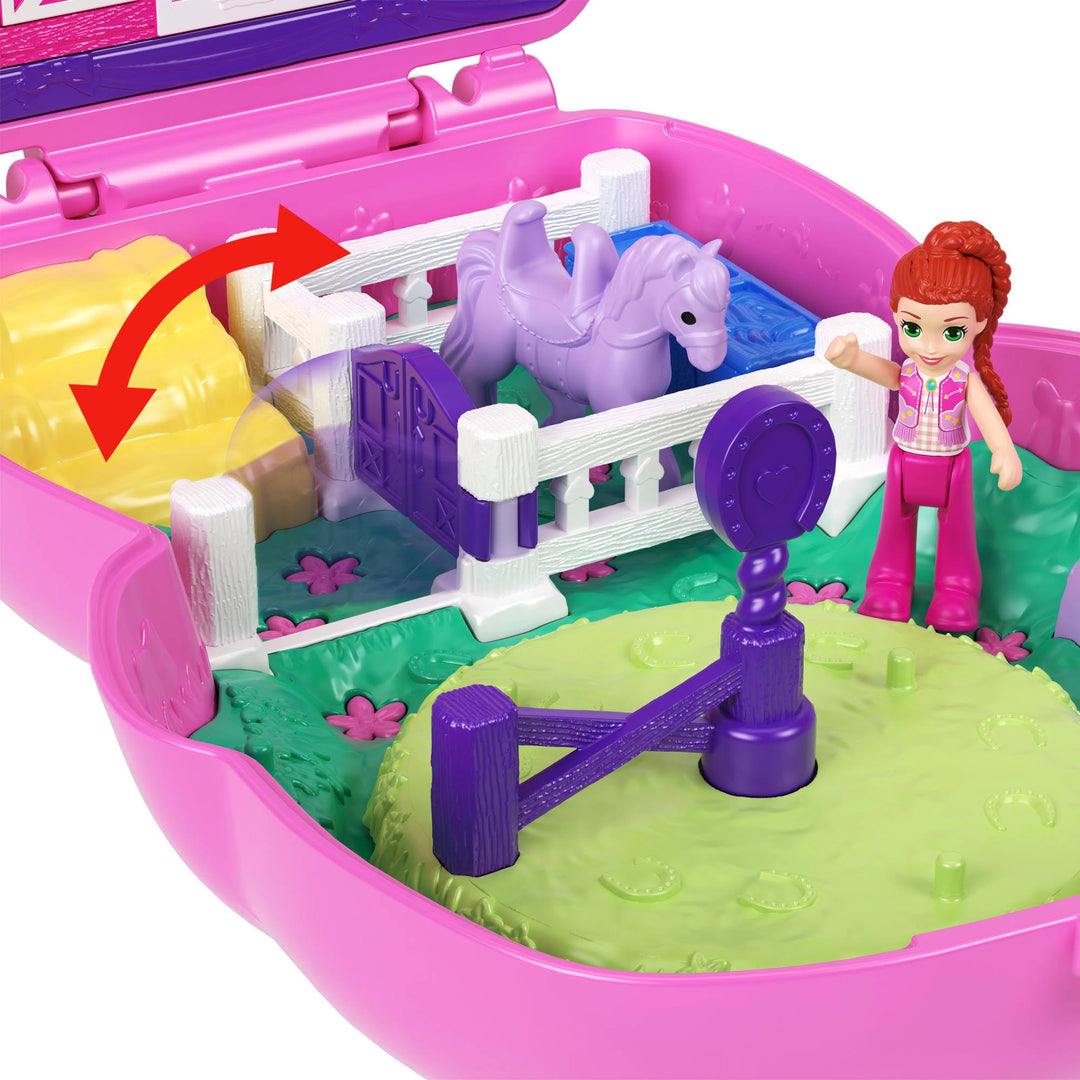 Polly Pocket Pony Rodeo Compact Playset - Micro Doll with 2 Pet Ponies & 10 Accessories