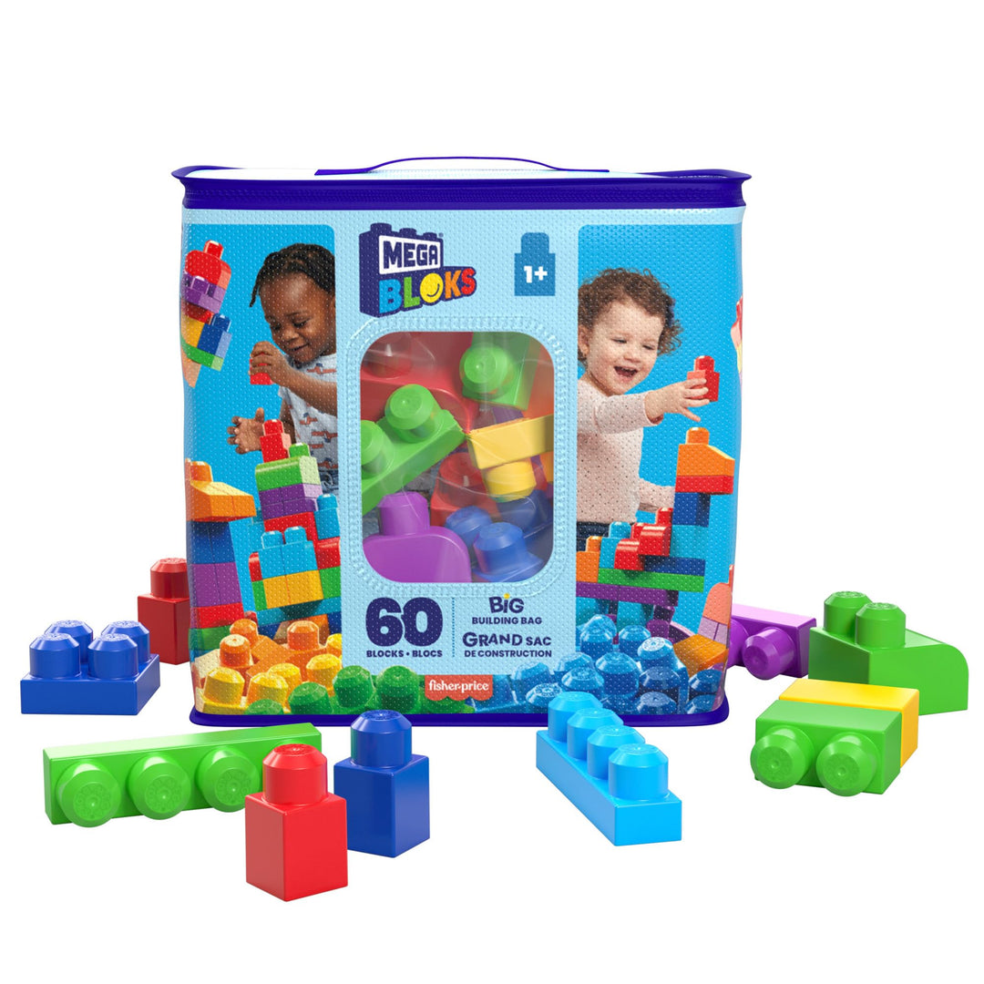 Mega Bloks First Builders Big Building Bag Playset - 60-Piece Classic Building Set for Toddlers 1+