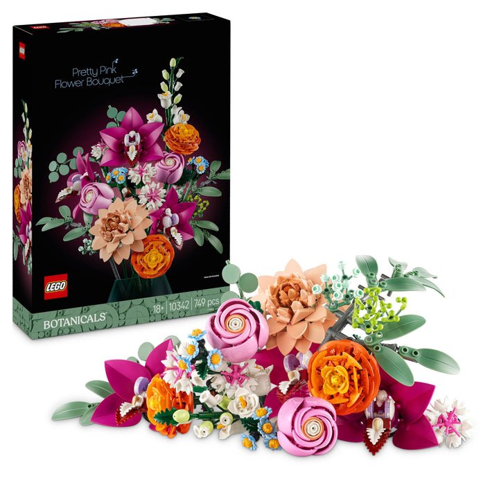 LEGO Pretty Pink Flower Bouquet 10342 - Buildable Floral Home Decor Set