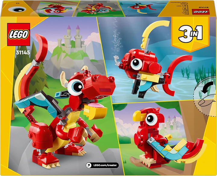 LEGO Creator 3in1 Red Dragon, Phoenix & Fish Building Set - 149 Pieces for Kids 6+