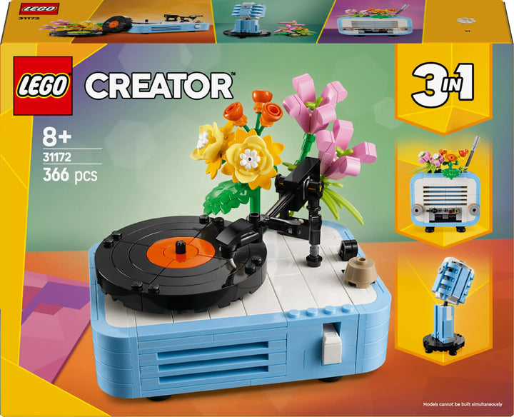 LEGO Creator 3in1 Record Player with Flowers Building Set - Rebuilds into Radio or Microphone, 366 Pieces