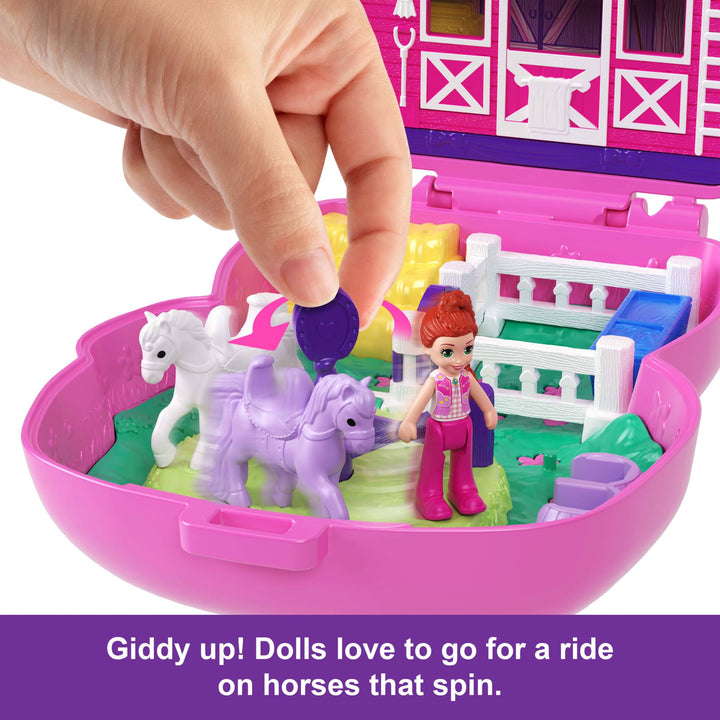 Polly Pocket Pony Rodeo Compact Playset - Micro Doll with 2 Pet Ponies & 10 Accessories