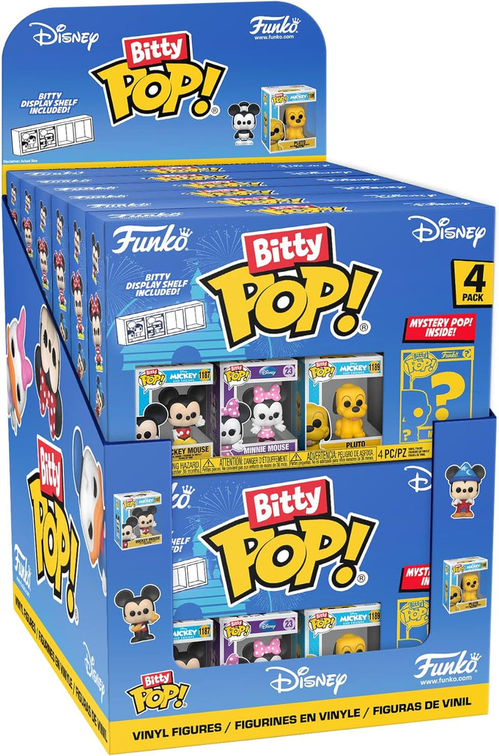 Funko Bitty POP! Disney - Mickey Mouse, Minnie Mouse (Pink Dress), Pluto, and Mystery Figure 4-Pack Vinyl Figures