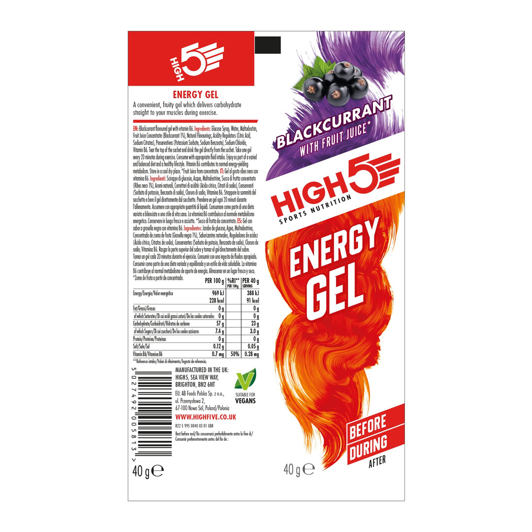 HIGH5 - Blackcurrant Energy Gels (20 x 40g) Sports Nutrition