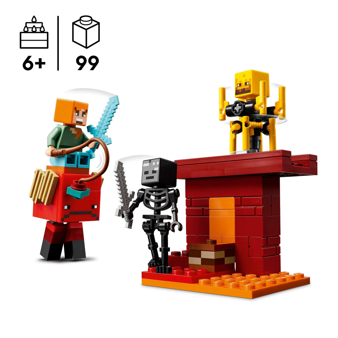 LEGO Minecraft The Nether Lava Battle Building Set - 99-Piece Playset with Alex Figure, Ages 6+