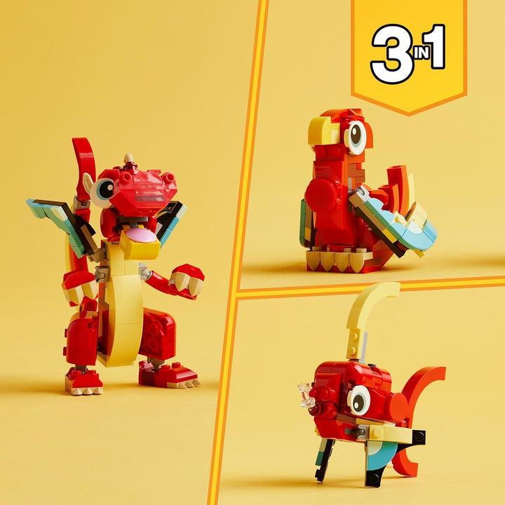 LEGO Creator 3in1 Red Dragon, Phoenix & Fish Building Set - 149 Pieces for Kids 6+