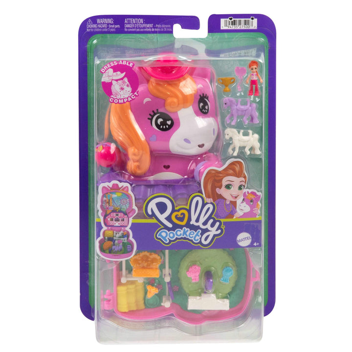 Polly Pocket Pony Rodeo Compact Playset - Micro Doll with 2 Pet Ponies & 10 Accessories