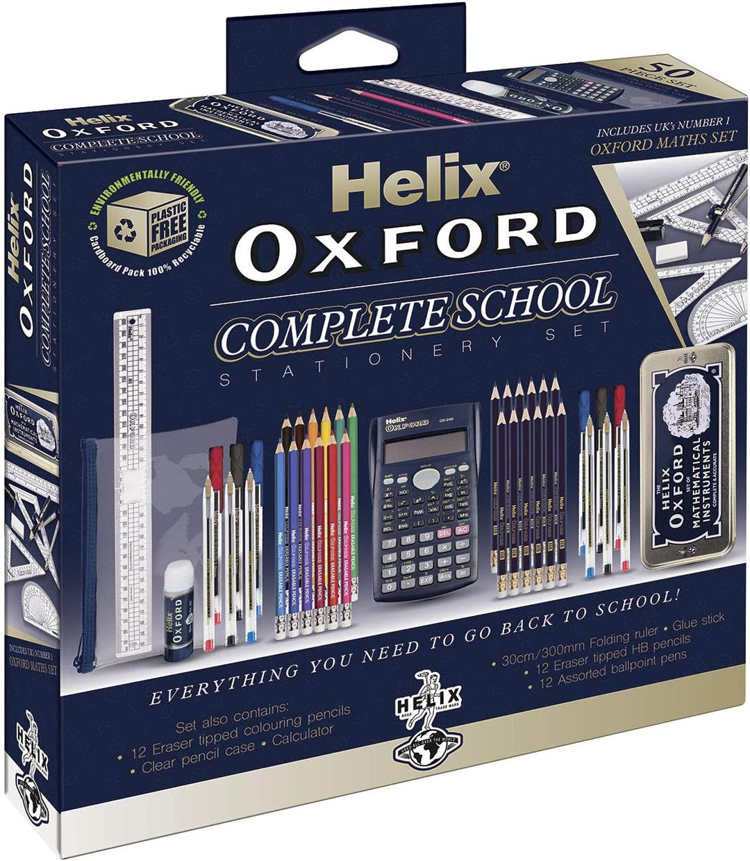 Helix Oxford Complete Back to School Stationery Set, Oxford Blue