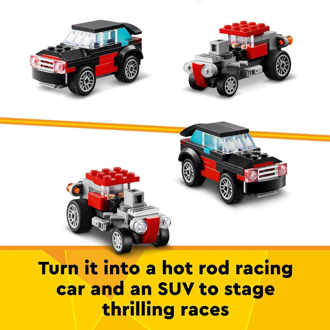 LEGO Creator 3in1 Flatbed Truck with Helicopter to Propeller Plane & Hot Rod - 270 Piece Building Set for Ages 7+