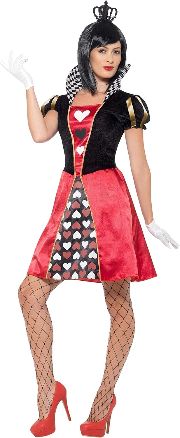 Smiffys 45490 - Ladies Heart Queen Costume, Red Dress, Crown, and Gloves, Size XL