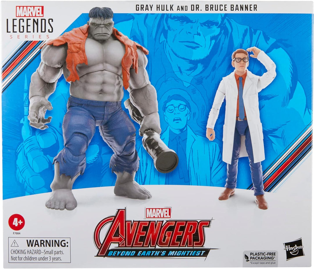 Hasbro Marvel Legends Series Avengers 60th Anniversary - Gray Hulk and Dr. Bruce Banner Action Figures (F7084)