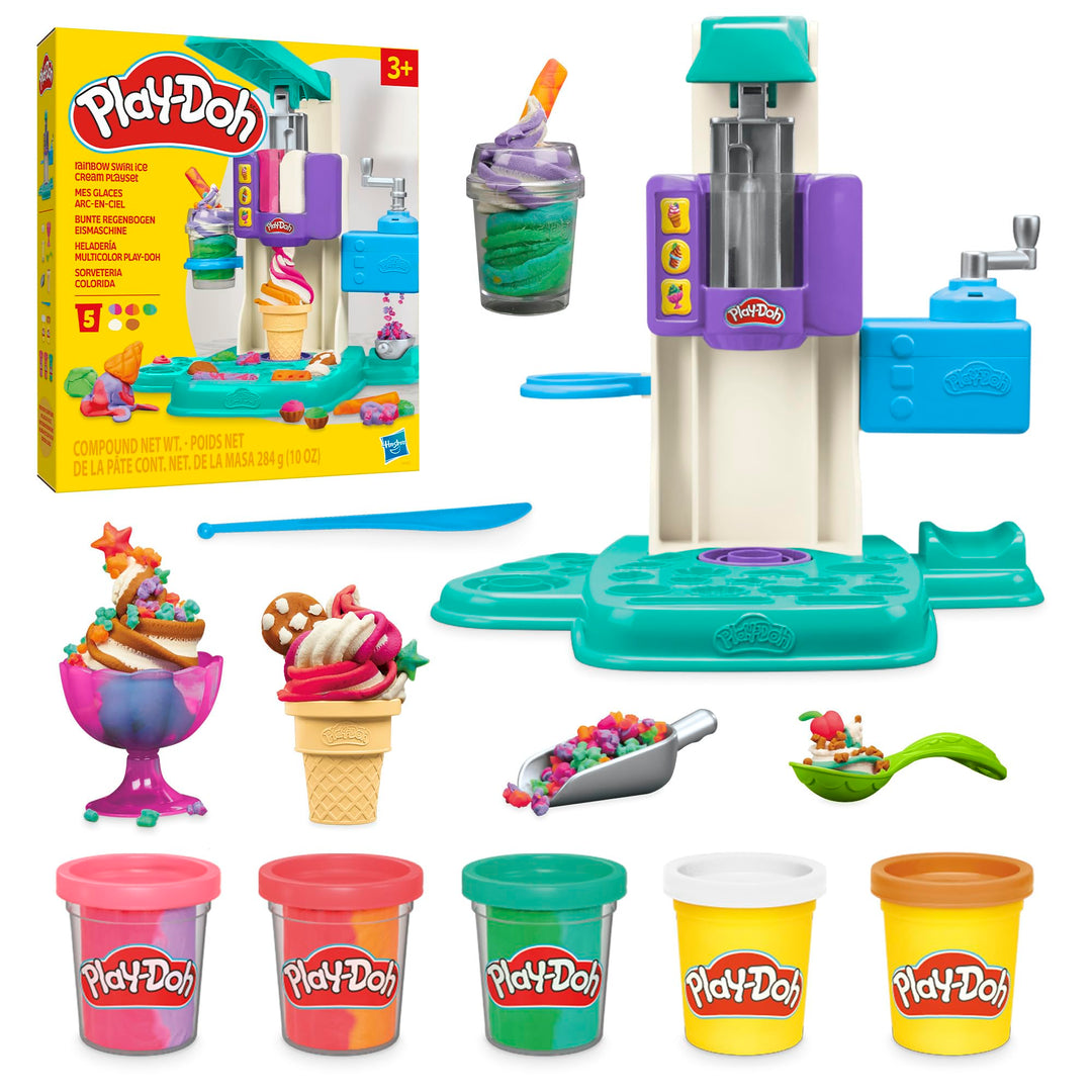 Play-Doh Rainbow Swirl Ice Cream Playset - Creative Arts & Crafts Toy for Kids 3+