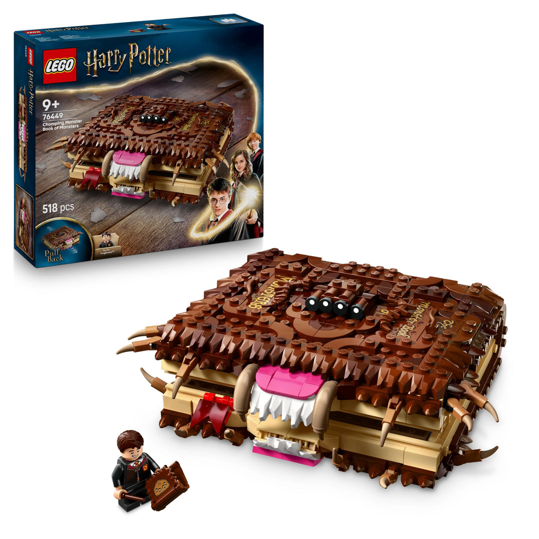 LEGO Harry Potter Chomping Monster Book of Monsters 76449 - Interactive Pull-Back Building Set for Kids 9+