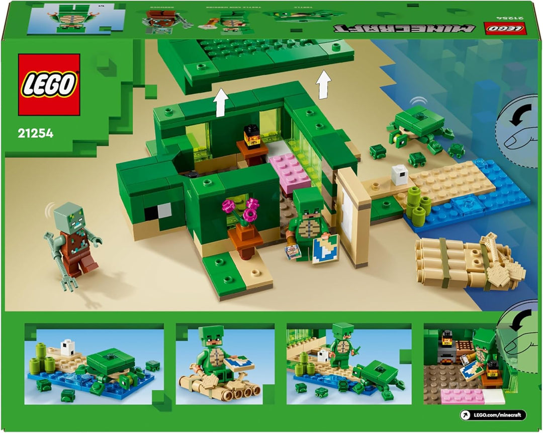 LEGO Minecraft The Turtle Beach House - Building Set with Turtle Warrior, Drowned & Turtles for Kids 8+