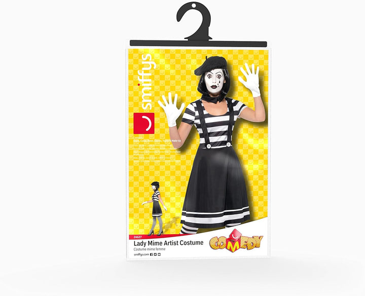 Smiffys Lady Mime Artist Costume - Adult Women's Size 12-14 (24627S)