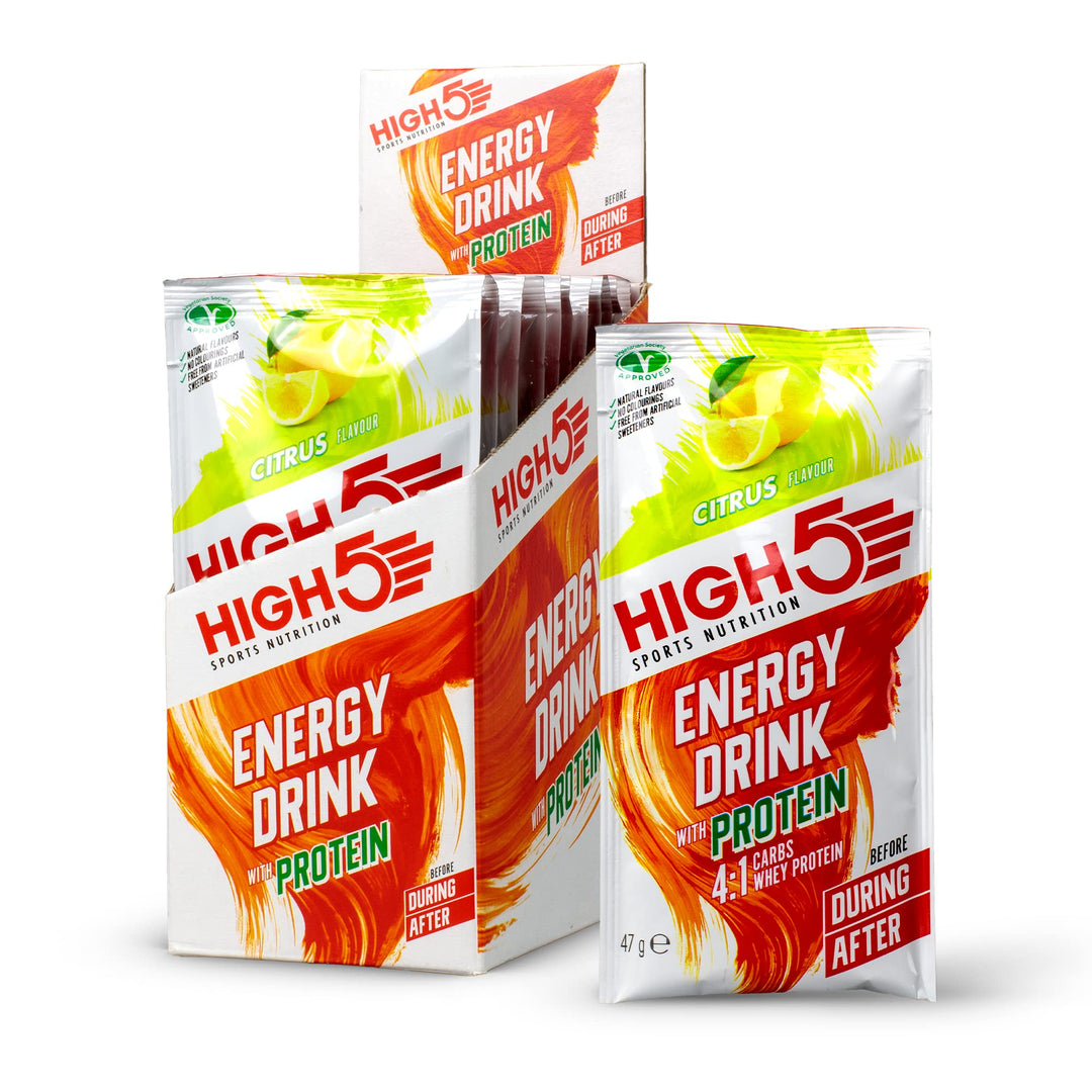 HIGH5 - Energy Drink With Protein Blend of Carbohydrates, Protein & Electrolytes (Citrus, 12 x 47g)