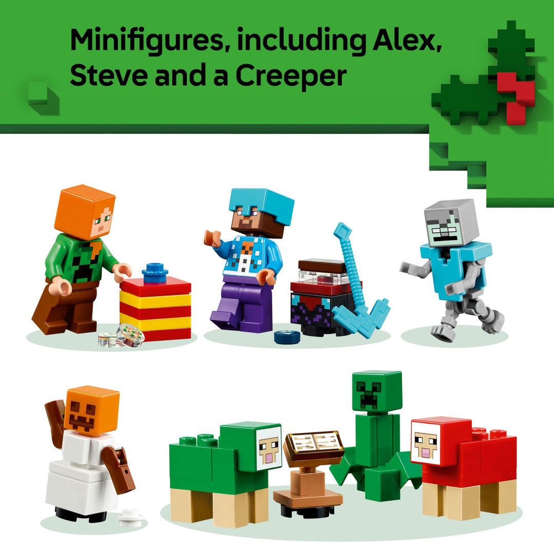 LEGO Minecraft Advent Calendar 2025 - 24-Day Buildable Holiday Toy with Minifigures and Winter Village Set