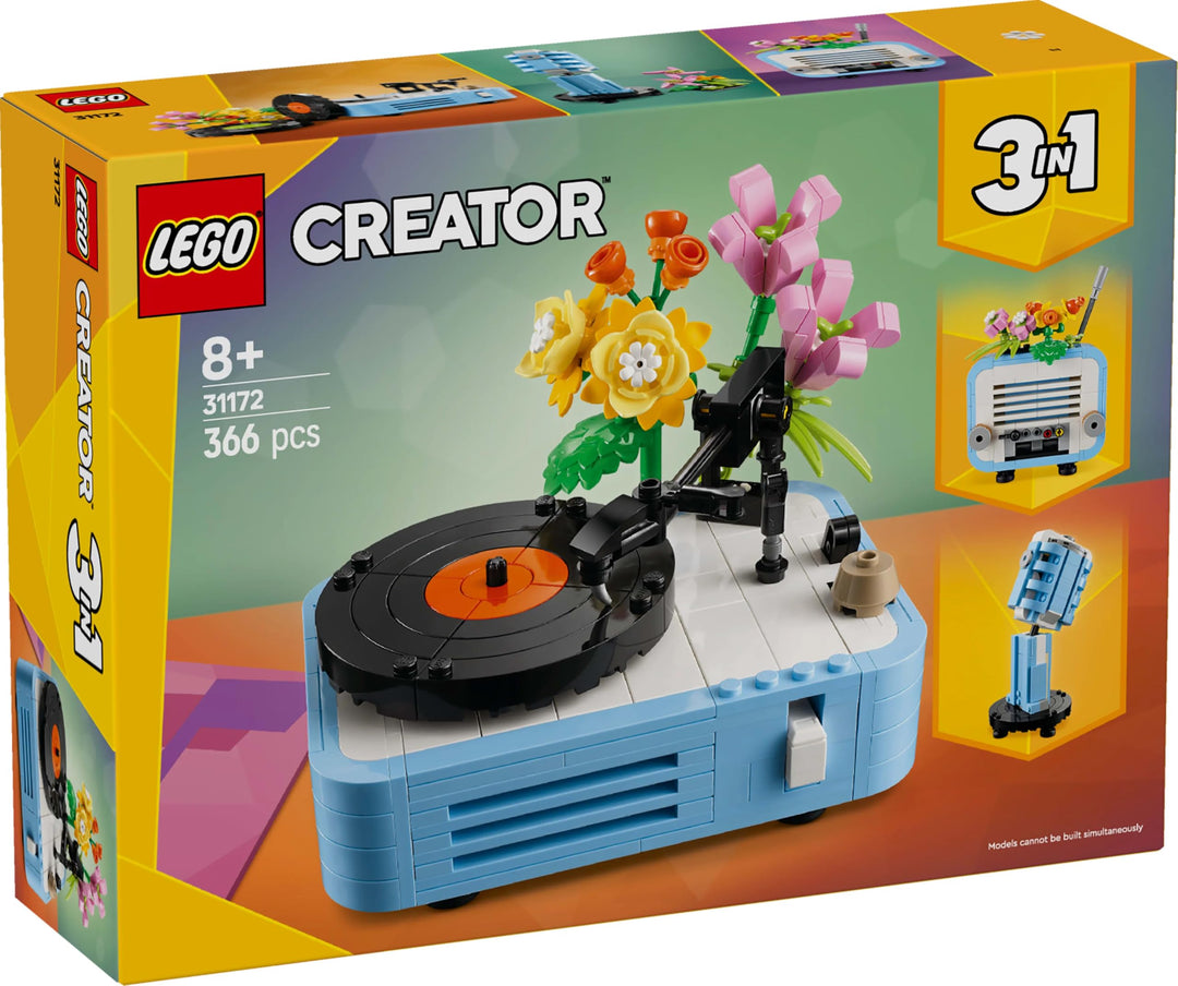 LEGO Creator 3in1 Record Player with Flowers Building Set - Rebuilds into Radio or Microphone, 366 Pieces