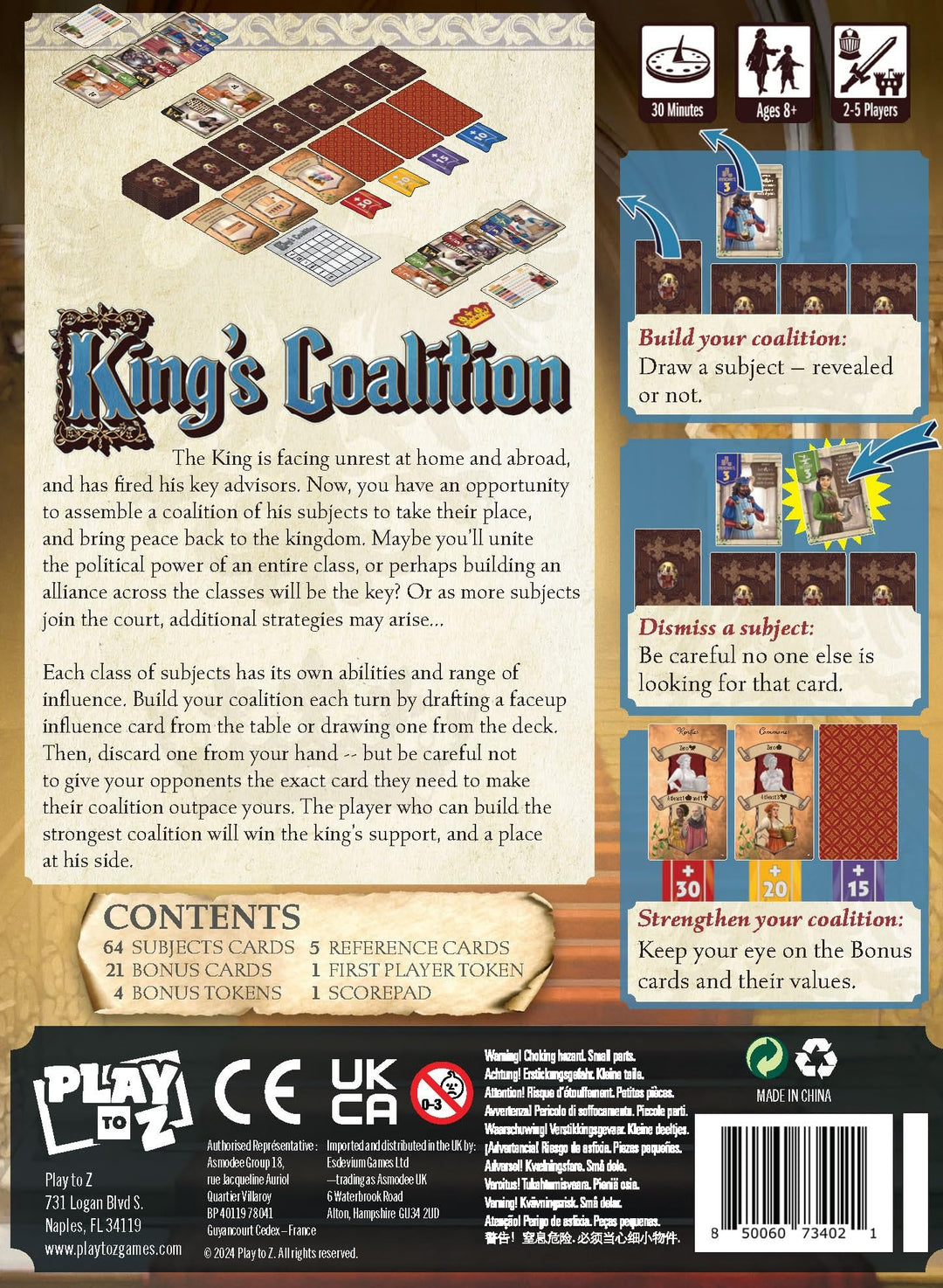 Kings Coalition - Royal Court Strategy Card Game Where Players Build Politi