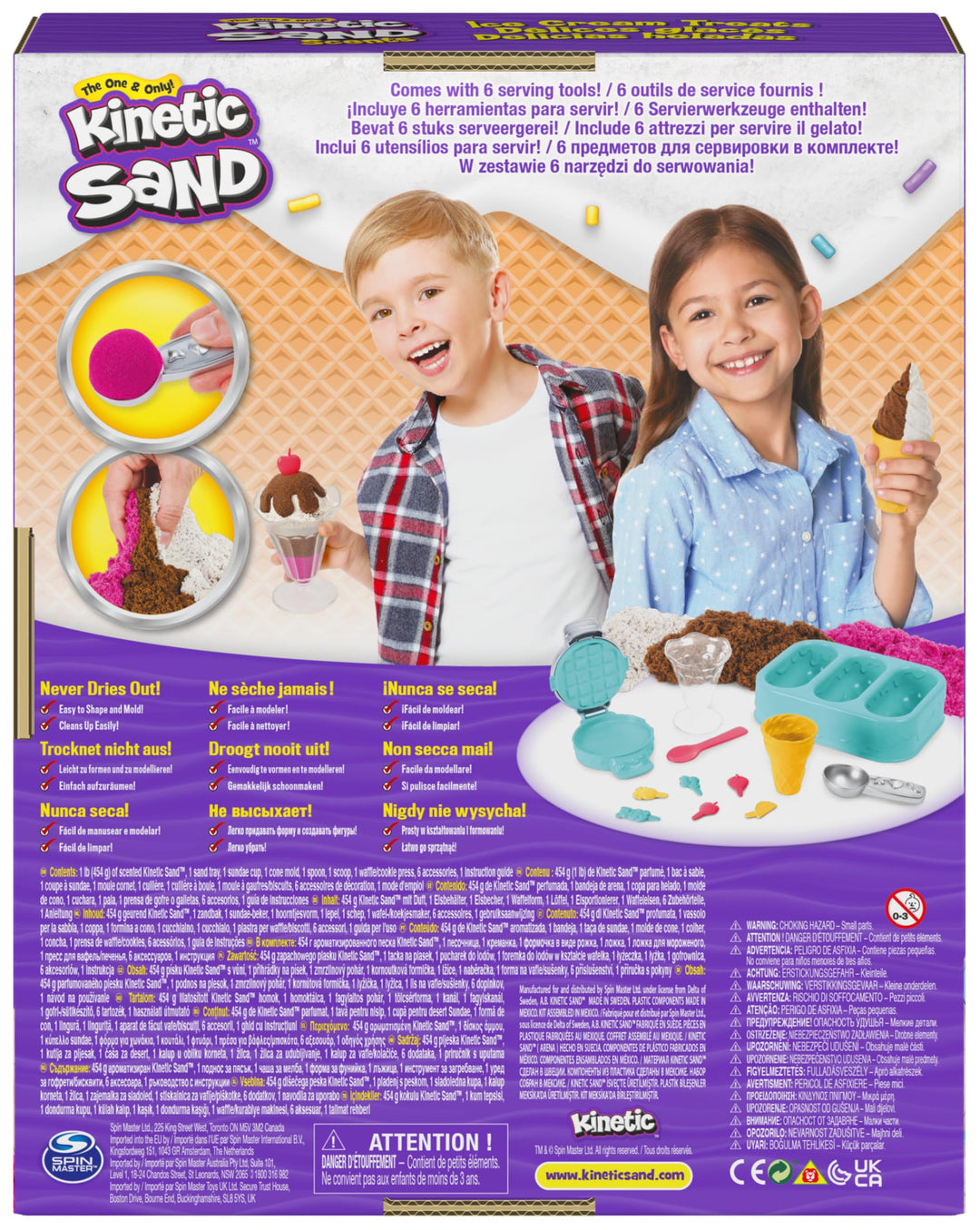 Kinetic Sand Scents Ice Cream Treats Playset - Scented Sand with 6 Tools & Toppings for Kids 3+