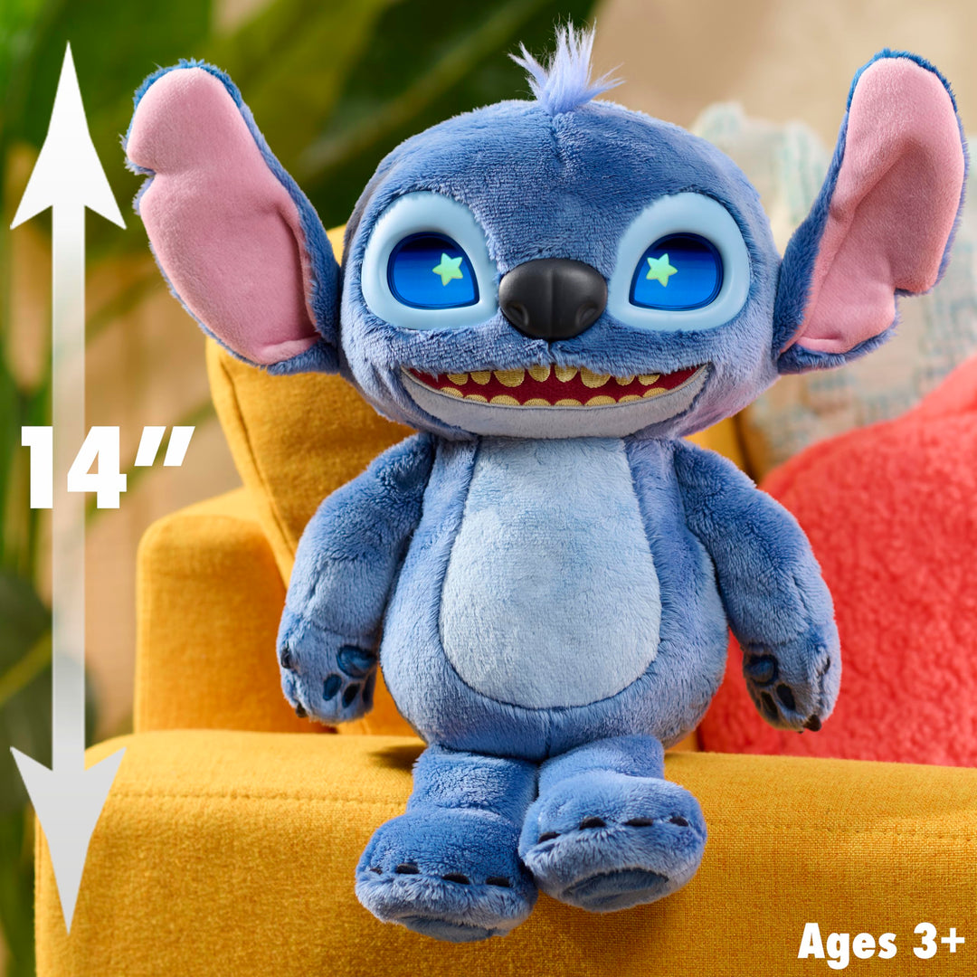 Just Play Many Moods of Stitch Plush Toy - Interactive Light-Up Eyes & Sounds, Ages 3+