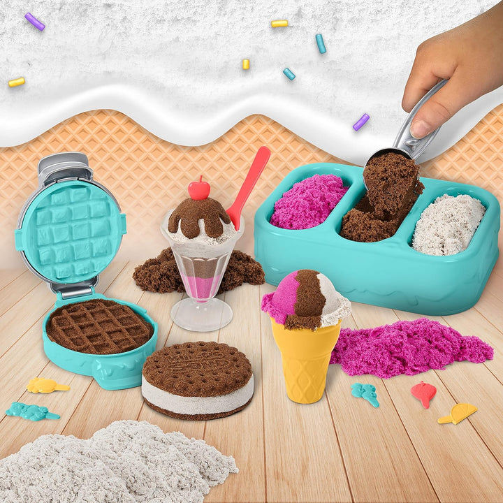 Kinetic Sand Scents Ice Cream Treats Playset - Scented Sand with 6 Tools & Toppings for Kids 3+