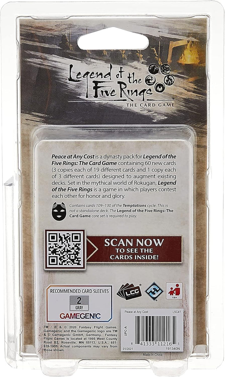 Fantasy Flight Games Legend of the Five Rings: Peace at Any Cost Dynasty Pack (FFGL5C41)