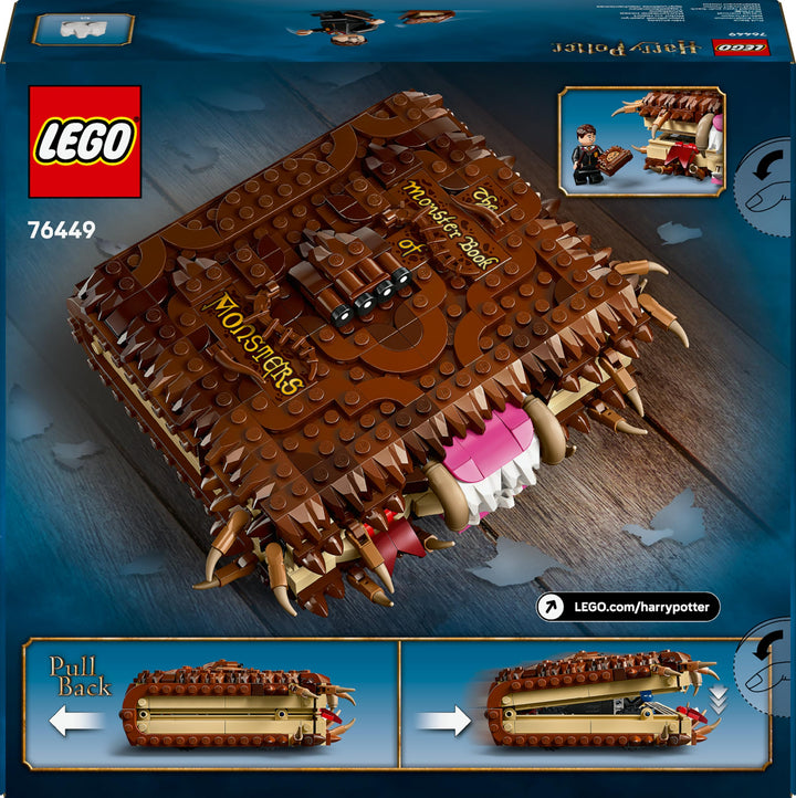 LEGO Harry Potter Chomping Monster Book of Monsters 76449 - Interactive Pull-Back Building Set for Kids 9+