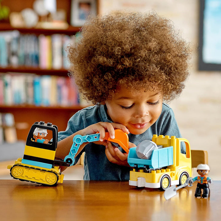 LEGO DUPLO Town Truck & Tracked Excavator Construction Playset for Toddlers 2+