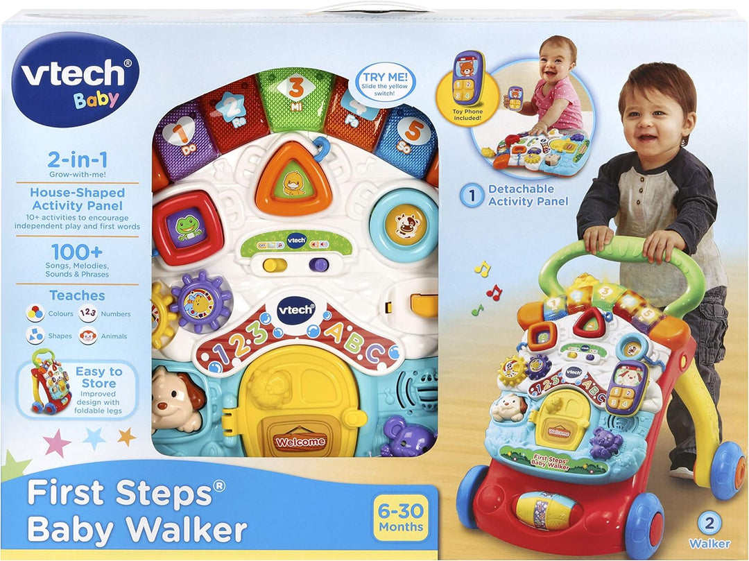 VTech First Steps Baby Walker - 2-in-1 Activity Centre with Lights, Sounds & Shape Sorter for 9 Months+