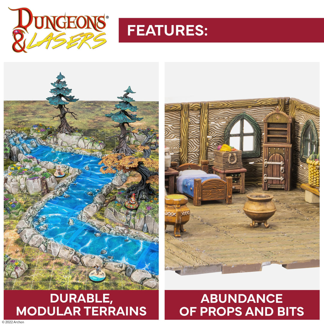 Dungeons & Lasers Fantasy Dungeon Prepainted Terrain Set for DND and Tabletop RPG (D&L Crypt Set)