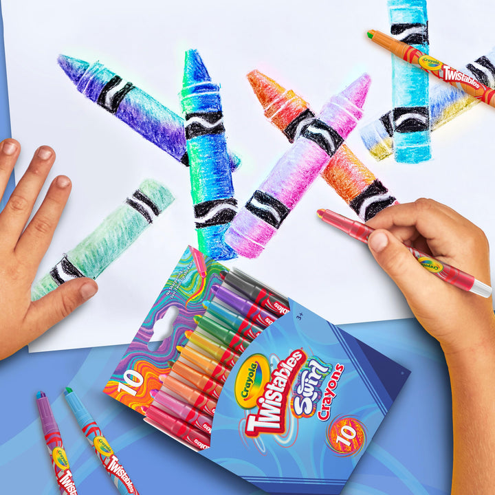Crayola Swirl Mini Twistable Crayons - Assorted Colors (Pack of 10) | 4 Colors per Crayon | Twist-Up Design