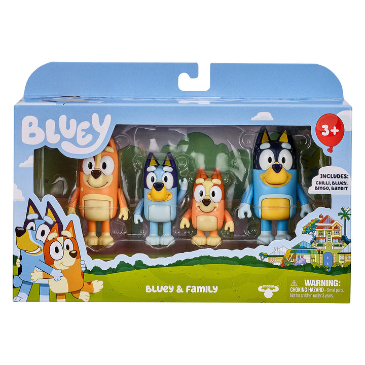 Bluey Family 4-Pack Figurines - Poseable Characters for Imaginative Play