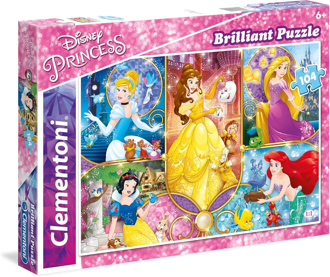 Clementoni - Disney Princess Brilliant Puzzle 104-Piece Jigsaw Puzzle for Kids