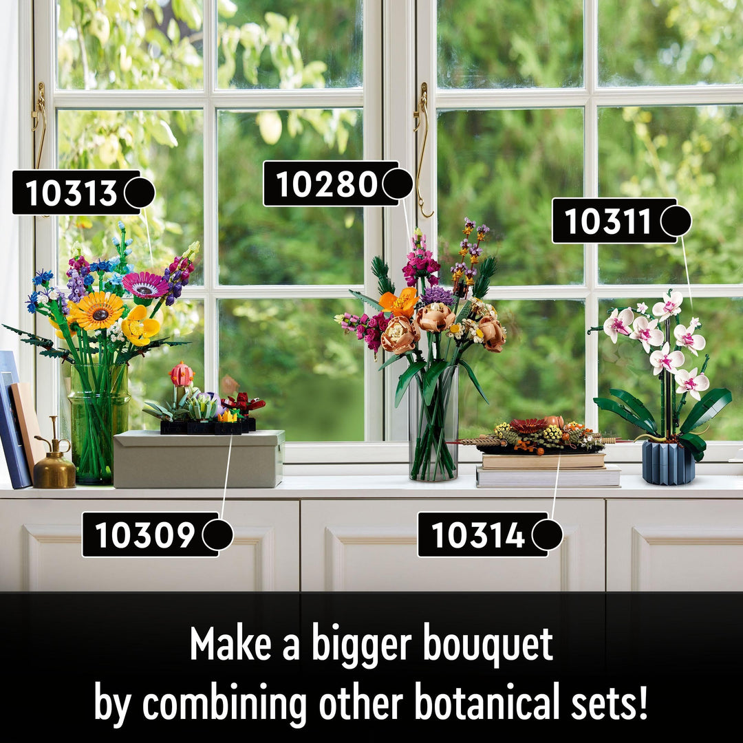 LEGO Icons Wildflower Bouquet 10313 - Adult Building Set with 8 Flower Species