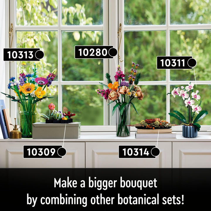 LEGO Icons Wildflower Bouquet 10313 - Adult Building Set with 8 Flower Species