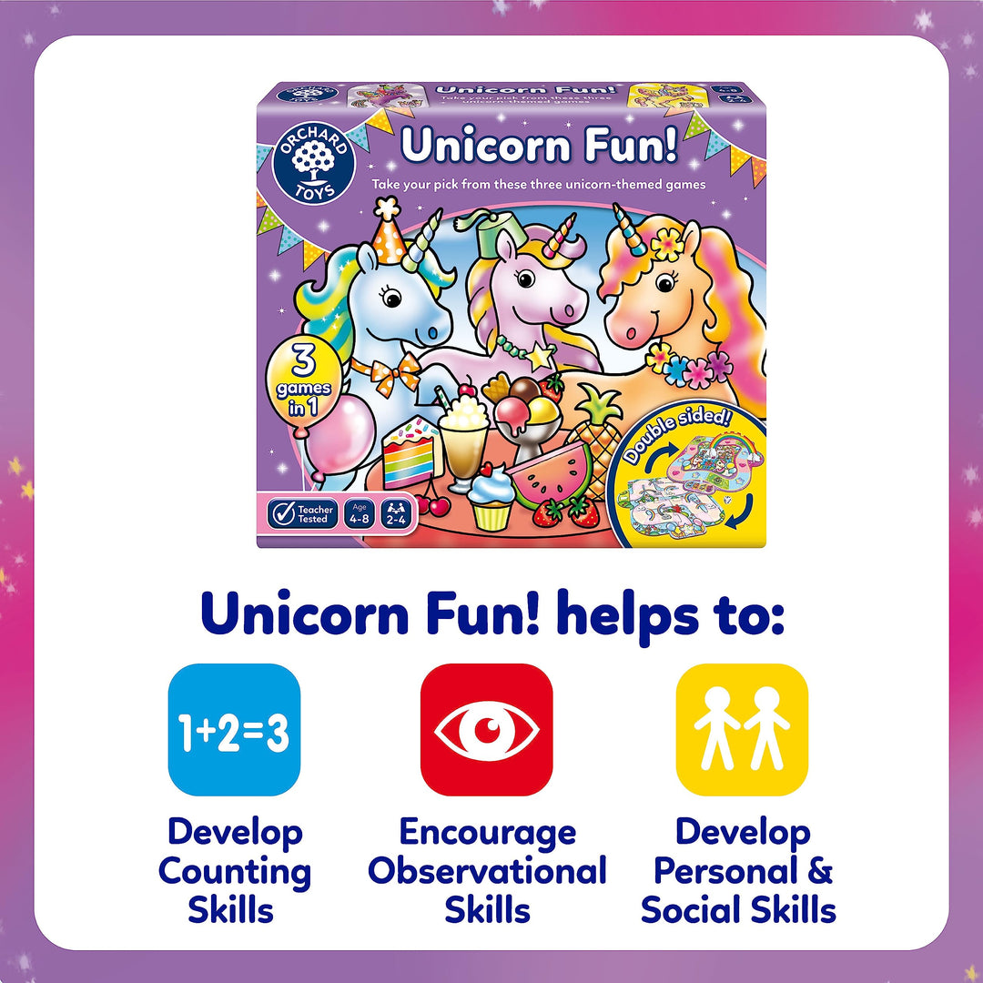 Orchard Toys Unicorn Fun Game 3-in-1 Board Game