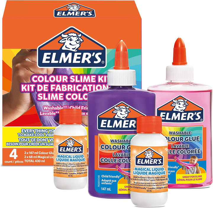 Elmer's Colour Slime Kit | Washable PVA Glue & Magical Liquid Slime Activator | Pink & Purple Slime Making Kit