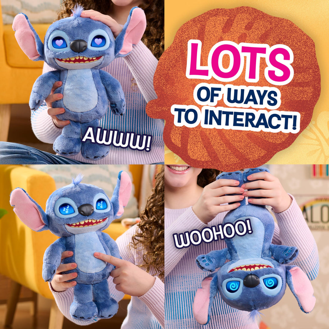 Just Play Many Moods of Stitch Plush Toy - Interactive Light-Up Eyes & Sounds, Ages 3+