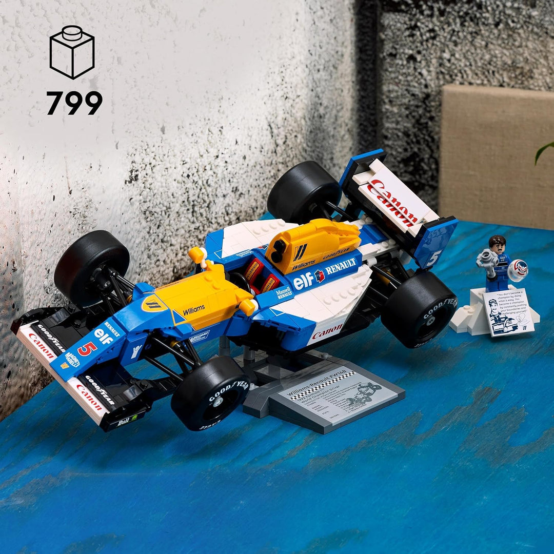 LEGO Icons Williams Racing FW14B & Nigel Mansell F1 Car Model Set - 799-Piece Building Kit for Adults