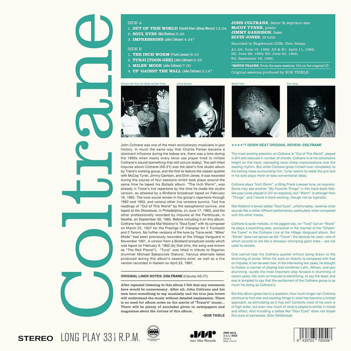 John Coltrane - Coltrane (1962 LP) - 180g Vinyl with Bonus Tracks - High-Definition Audiophile Pressing