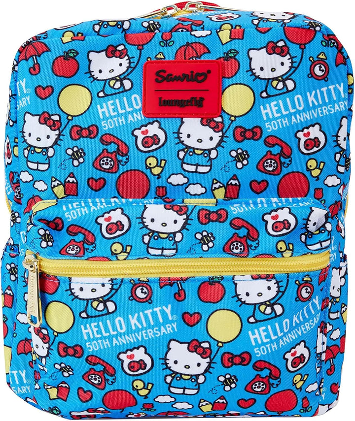 Loungefly Hello Kitty 50th Anniversary Classic AOP Nylon Square Kids Mini Backpack