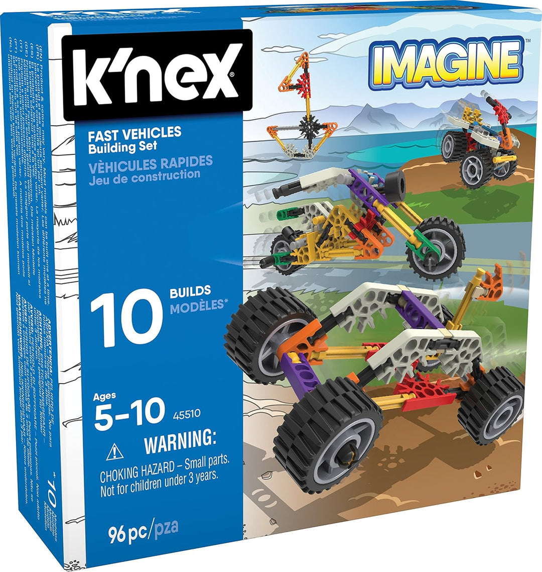 K'Nex Imagine 10 Model Beginner Fun Fast Vehicles Building Set - 96 Piece STEM Kit for Ages 5+