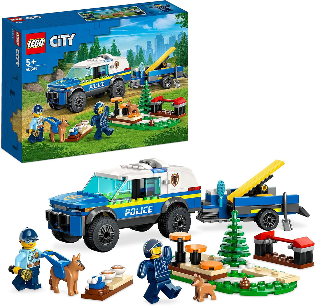 LEGO 60369 City Mobile Police Dog Training Set - SUV Toy Car with Trailer & Puppy Figures for Kids 5+