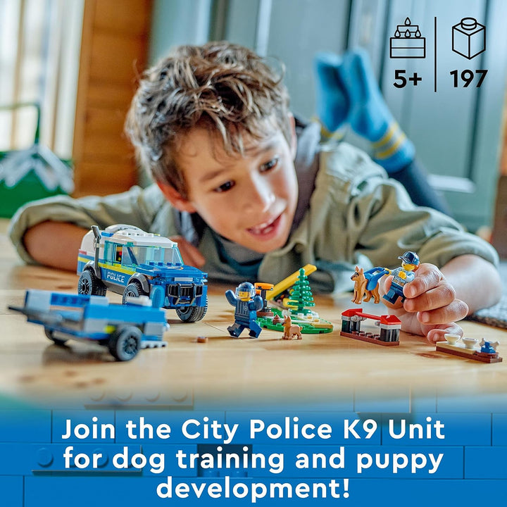 LEGO 60369 City Mobile Police Dog Training Set - SUV Toy Car with Trailer & Puppy Figures for Kids 5+