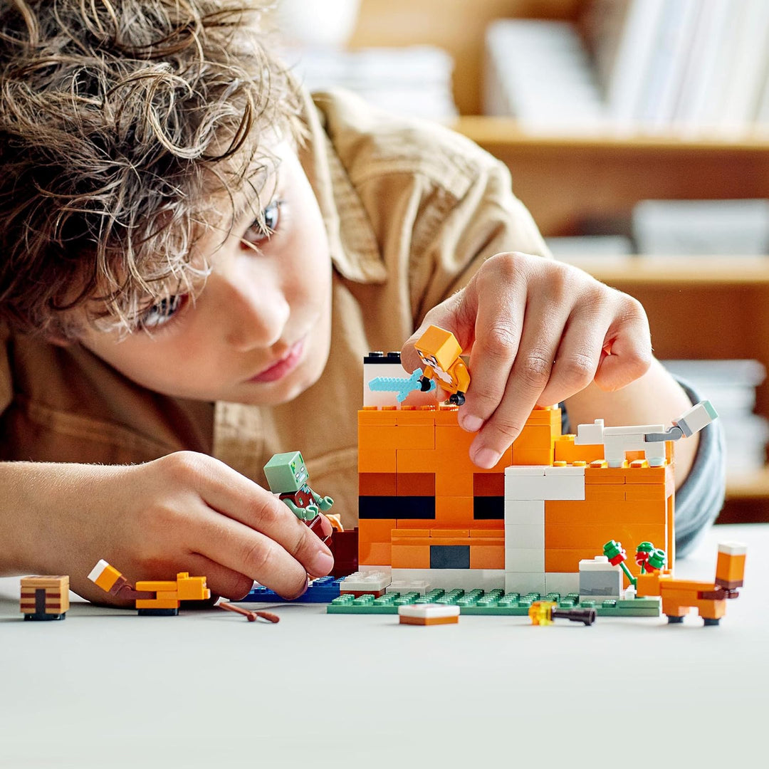 LEGO 21178 Minecraft The Fox Lodge Building Set - Fox-Shaped House with Drowned Zombie & Fox Figures for Kids 8+